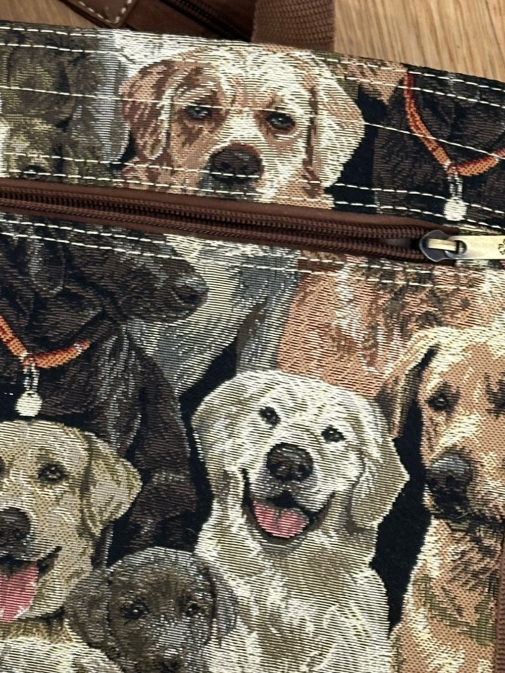 Labrador Dog Print Tote Lunch Bag in Brown